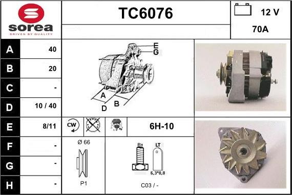 Sera TC6076 - Alternator autospares.lv