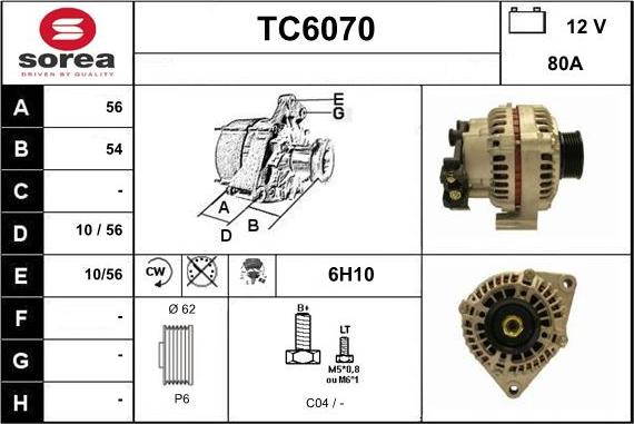 Sera TC6070 - Alternator autospares.lv
