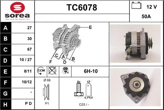 Sera TC6078 - Alternator autospares.lv