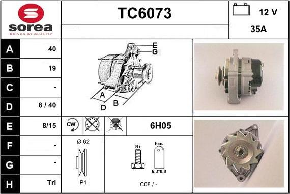 Sera TC6073 - Alternator autospares.lv