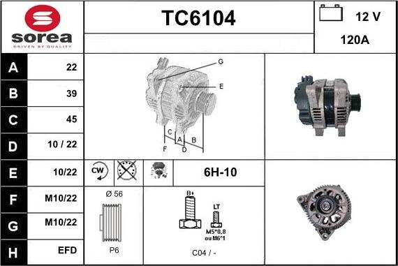 Sera TC6104 - Alternator autospares.lv