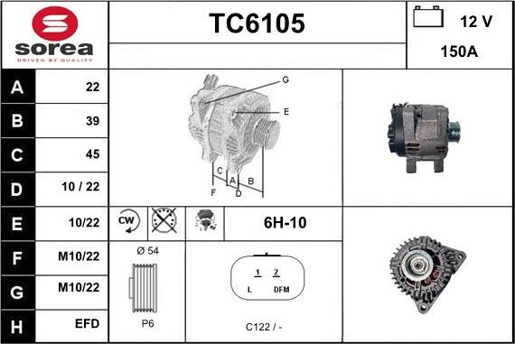 Sera TC6105 - Alternator autospares.lv