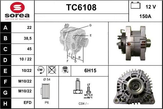 Sera TC6108 - Alternator autospares.lv