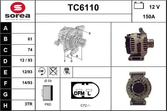 Sera TC6110 - Alternator autospares.lv