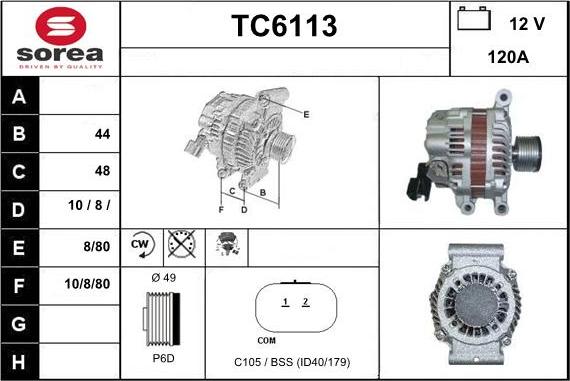 Sera TC6113 - Alternator autospares.lv