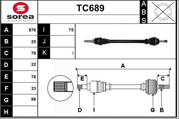 Sera TC689 - Drive Shaft autospares.lv