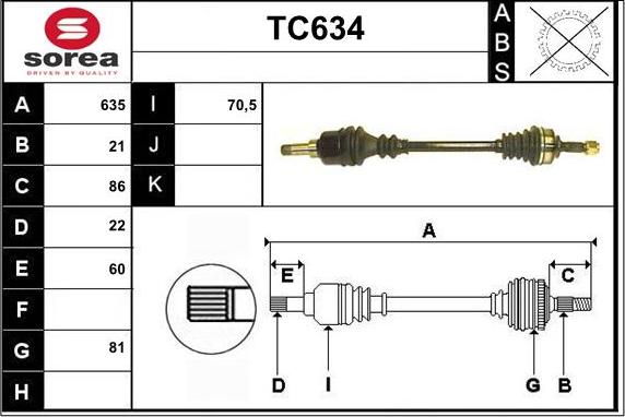 Sera TC634 - Drive Shaft autospares.lv