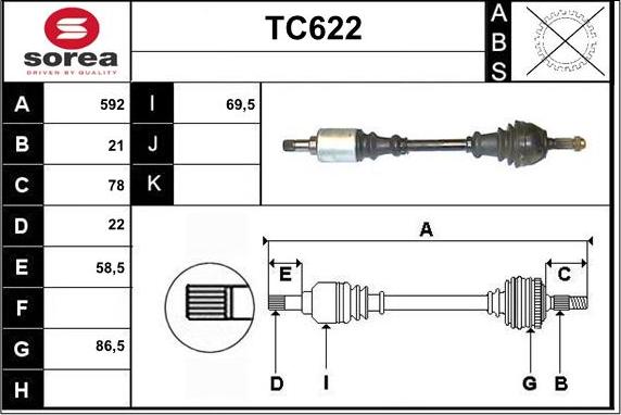 Sera TC622 - Drive Shaft autospares.lv