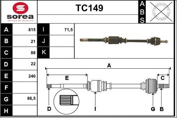 Sera TC149 - Drive Shaft autospares.lv