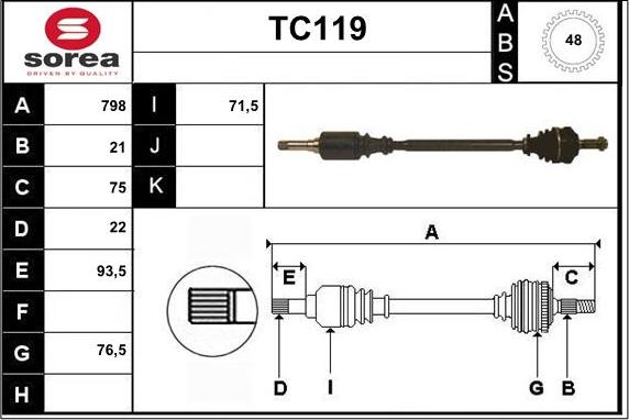 Sera TC119 - Drive Shaft autospares.lv