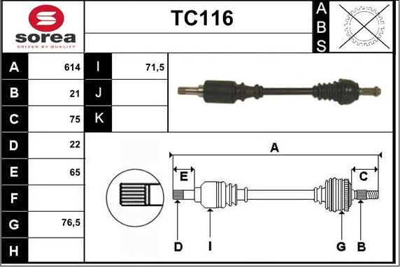 Sera TC116 - Drive Shaft autospares.lv