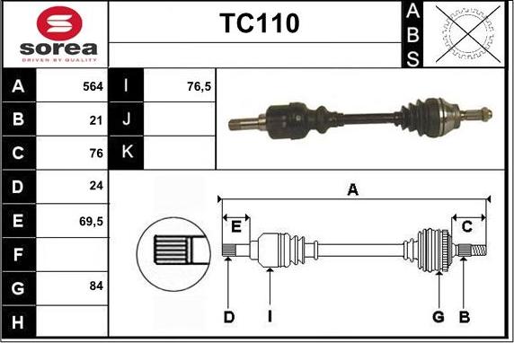 Sera TC110 - Drive Shaft autospares.lv