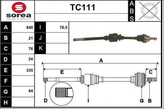 Sera TC111 - Drive Shaft autospares.lv