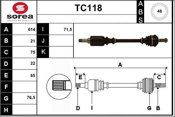 Sera TC118 - Drive Shaft autospares.lv