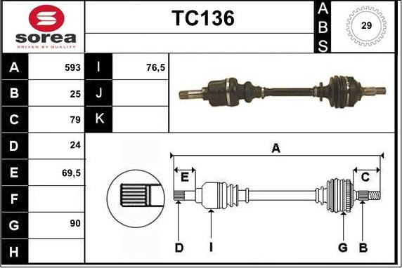 Sera TC136 - Drive Shaft autospares.lv