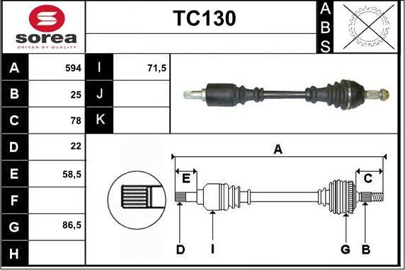 Sera TC130 - Drive Shaft autospares.lv