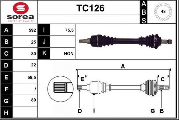 Sera TC126 - Drive Shaft autospares.lv