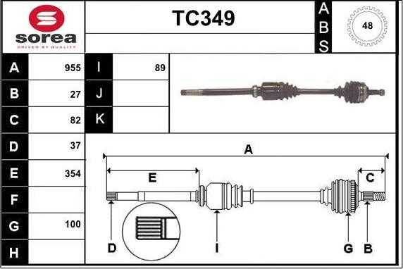 Sera TC349 - Drive Shaft autospares.lv