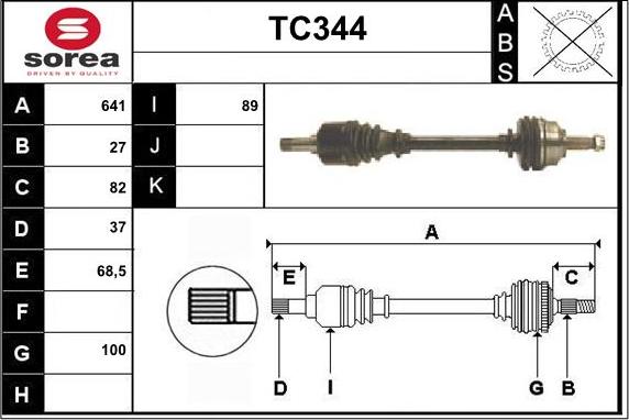 Sera TC344 - Drive Shaft autospares.lv