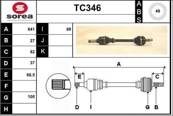 Sera TC346 - Drive Shaft autospares.lv