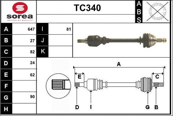 Sera TC340 - Drive Shaft autospares.lv