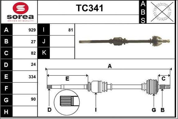 Sera TC341 - Drive Shaft autospares.lv