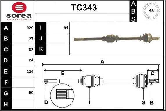 Sera TC343 - Drive Shaft autospares.lv