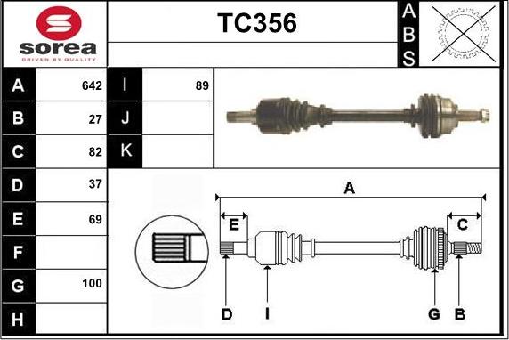 Sera TC356 - Drive Shaft autospares.lv