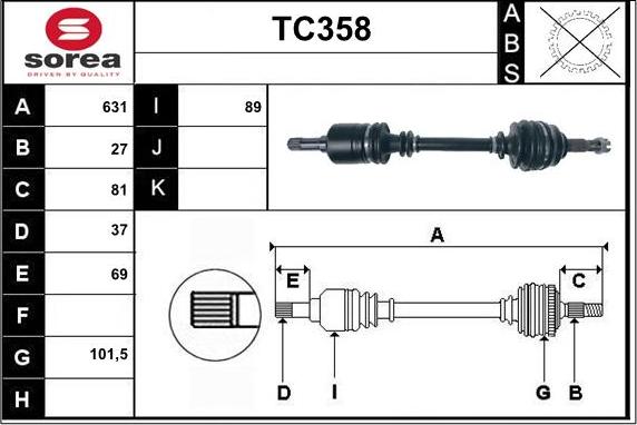 Sera TC358 - Drive Shaft autospares.lv