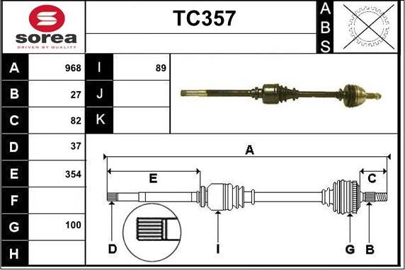 Sera TC357 - Drive Shaft autospares.lv