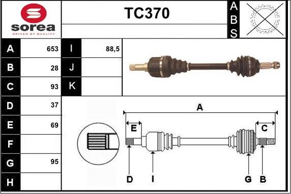 Sera TC370 - Drive Shaft autospares.lv