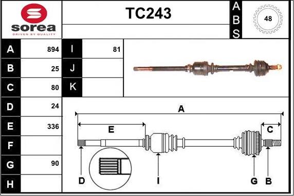 Sera TC243 - Drive Shaft autospares.lv