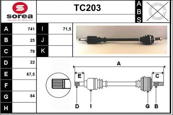 Sera TC203 - Drive Shaft autospares.lv