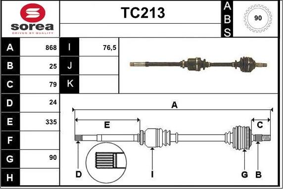 Sera TC213 - Drive Shaft autospares.lv