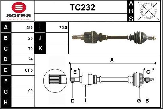 Sera TC232 - Drive Shaft autospares.lv