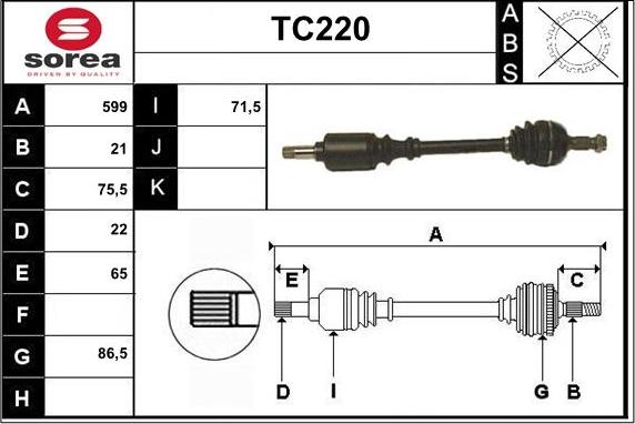 Sera TC220 - Drive Shaft autospares.lv