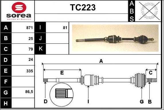 Sera TC223 - Drive Shaft autospares.lv