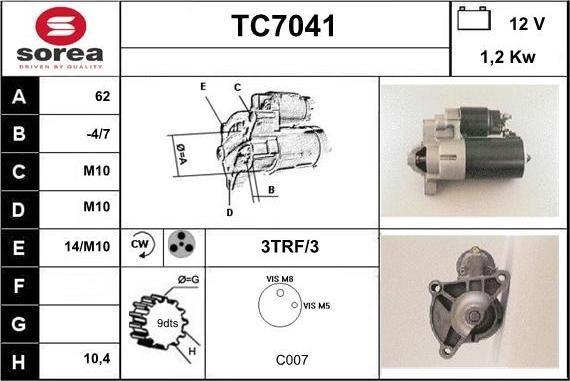 Sera TC7041 - Starter autospares.lv