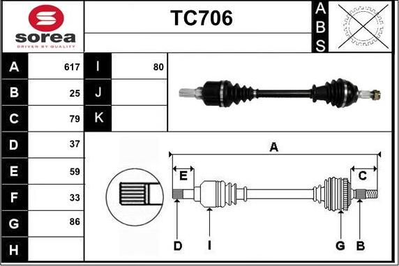 Sera TC706 - Drive Shaft autospares.lv