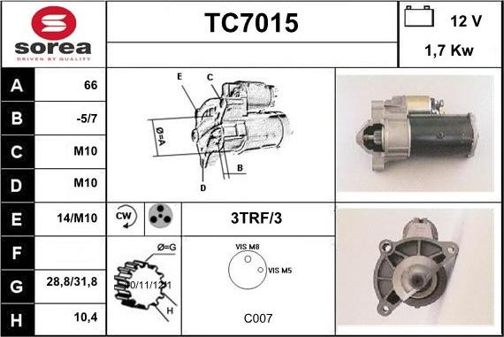 Sera TC7015 - Starter autospares.lv