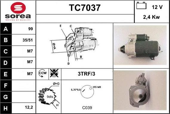 Sera TC7037 - Starter autospares.lv