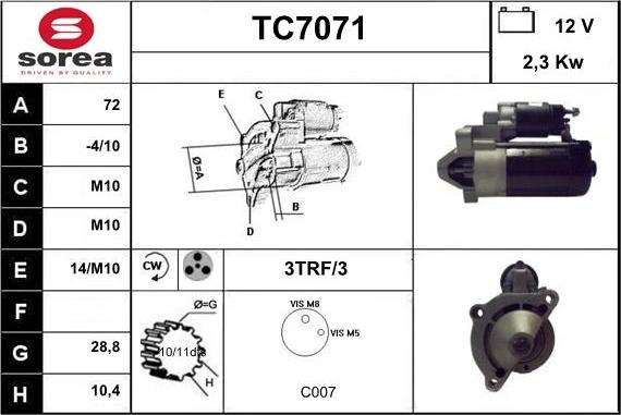 Sera TC7071 - Starter autospares.lv