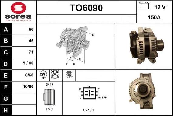 Sera TO6090 - Alternator autospares.lv