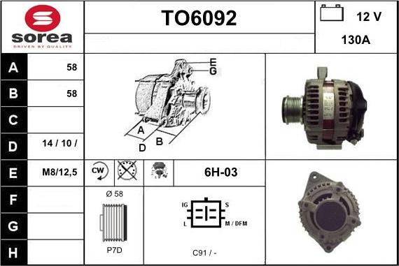 Sera TO6092 - Alternator autospares.lv