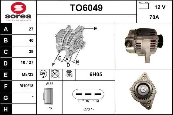 Sera TO6049 - Alternator autospares.lv