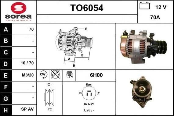 Sera TO6054 - Alternator autospares.lv