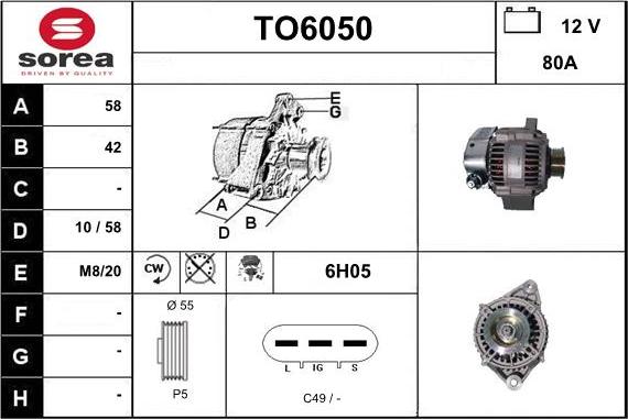 Sera TO6050 - Alternator autospares.lv