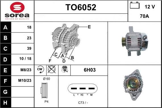 Sera TO6052 - Alternator autospares.lv