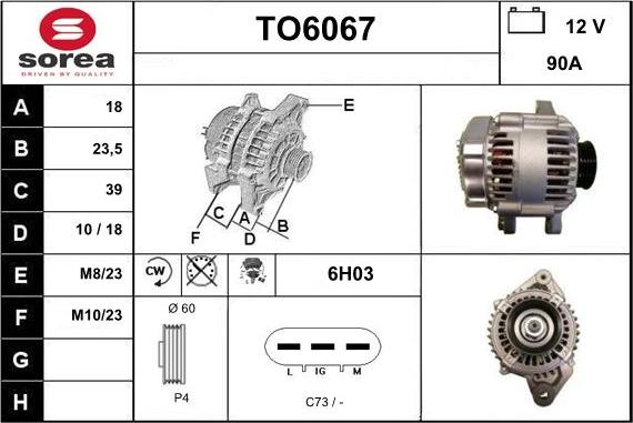 Sera TO6067 - Alternator autospares.lv