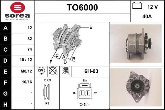 Sera TO6000 - Alternator autospares.lv